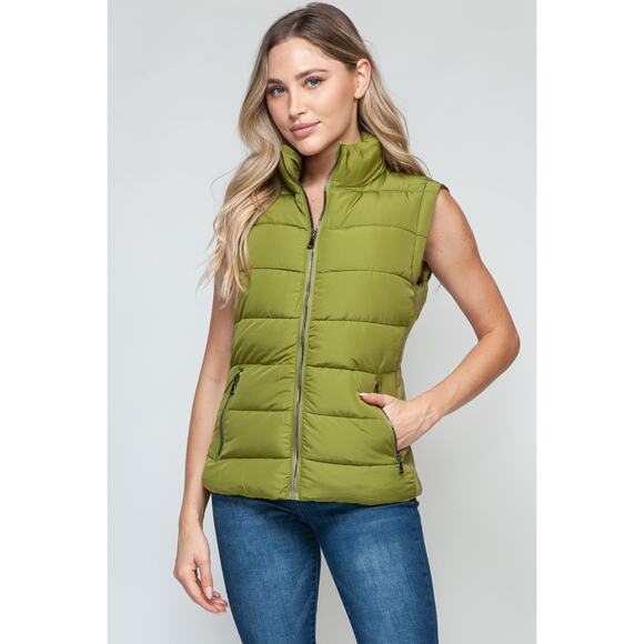 SNOBBISH Green Zip Up Turtleneck Puffer Vest Full Zip Pockets New Fall Winter - Picture 4 of 9